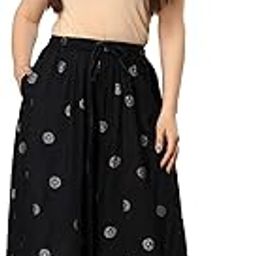 Women's Rayon Hand Block Gold Print Palazzo (Size: Free Size) Palazzo || Skirt Palazzo || Rayon Palazzo || GOLDPRINT|| BLOCKPRINT Palazzo || Multicolour-picture-10