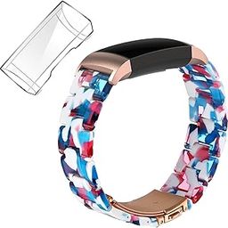 Wongeto Resin Band Compatible with Fitbit Charge 4/Fitbit Charge 3/Charge 3 SE with Case Women ,Bracelet Wristbands resin Straps + Cover Protective Cases for Charge 4/3/3 SE Band(Ice Red )-picture-11