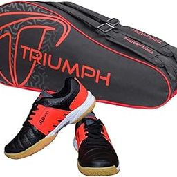 Badminton Shoe Power Black/Red Size-4 with Triumph Badminton Bag 303 Black/Red-image-92
