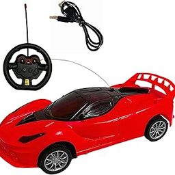 TOYETOYZ Remote Controlled Sports Car, with Steering Wheel Has high Bean Light (Red)-image-91