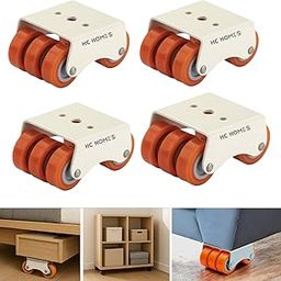 HC Homes 6-Wheel Furniture Caster Heavy Duty 14-Gauge Roller for Under-Bed Storage, Drawers, Sofas & Modular Units 300KG Load Capacity, Smooth & Silent Movement (Pack of 4)-23