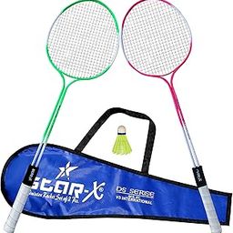 Starx Double Shaft with Double Wiring Aluminium 1 Pair Badminton Racket and Shuttle Cock (Multicolour) Synthetic Badminton Racquets, Synthetic-picture-29