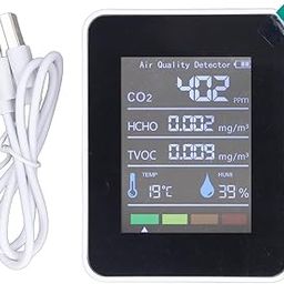 Air Quality Monitor 5-in-1 Detector for CO2, TVOC, HCHO LCD Display Temperature Humidity Detector-7