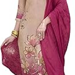Women's Tissue Salwar Suit Set with Floral Embroidered Round Neck 3/4 Sleeve and Straight Calf Length | Salwar Dupatta and Pant Suit Set | Suits for Women with Dupatta-picture-22