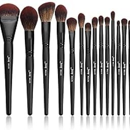Jessup Makeup Brushes Professional Set 21Pcs Black Complete Collection, Synthetic Hair Makeup Brushes for Powder Blending, Foundation, Highlight Contour, Concealer, Eyeshadow Eye Liner, Spoolie, T271-32