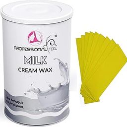 Professional Feel MILK CREAM WAX With 32 Wax Strips, hydro soluble wax For Face, Upper Lips, Arms, Legs, Bikini Line, Underarms, Finger and Full Body | Men & Women (800 Grams)-44
