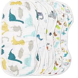 Muslin Burp Cloths Baby Burping Bibs 100% Organic Cotton 5-Pack Large 6 Layers Thick Soft Absorbent Cloth Spit Up Dribble Towels Rags for Newborns & Babies Unisex Shower Gift by ShoppeWatch BB20-image-25