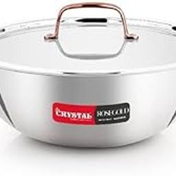 Crystal TriPro -Triply Stainless Steel Extra Deep Kadai with Lid - 26 cm (Induction Bottom), with Rose Gold Handle (CTP-EDK-003A)-image-34