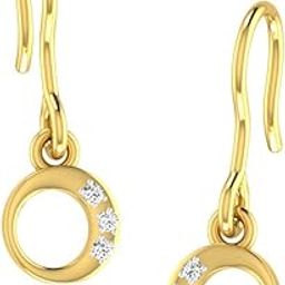 18KT Yellow Gold Diamond Drop Earrings for Women-image-71