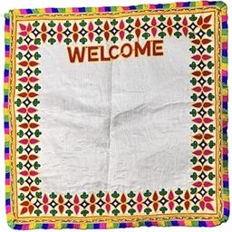 qweiops Traditional Kutchi Embroidered Cotton Bride Newborn Baby Welcome Cloth Handcrafted Modern Kanku Pagla Rumal with Footprint Handprint Design Ceremonial Occasions With Cary Bag Pack Of 1(Square)-image-71