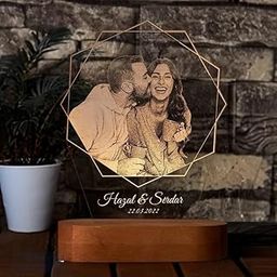 WEHATKE Acrylic Personalized Customized Photo 3D Illusion Led Lamp For Couple Valentine Gift, Birthday Anniversarygift, Husband Wife Gift, Wedding Gift (Single Color), White-image-90
