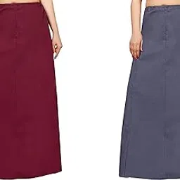 fabmora Women's Pure Cotton Fasted Color Petticoat Inner Skirt Shapewear for Saree Pack of 2-picture-0