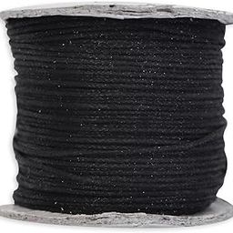 Embroiderymaterial 1Mm Thick Cotton Wax Thread Cord for Embroidery, Craft, Bracelet Making Thread, Jewellery Making Thread, Dori/Rope Black Color(90 Meter, Black), 1 Count-3