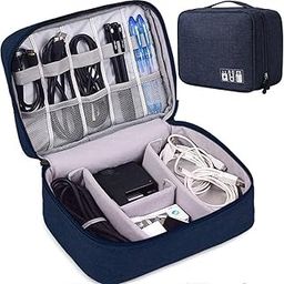 Electronics Accessories Organizer Bag, Electronic Organizer Travel Universal Cable Organizer Electronics Accessories Cases for Cable,Charger, Phone, USB, SD Card, Business Travel Gadget Bag, Dark Blue-21