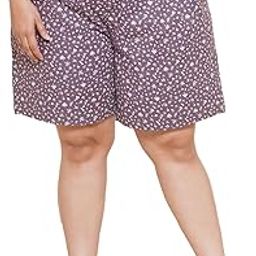 Plus Size Women Regular Fit Mid-Rise Printed Above Knee Purple Regular Shorts-image-70