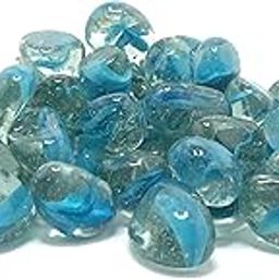 Misha Decorative Stones Glass Pebbles/Gravels/Beads Vase Filler for Home Decor, Aquarium, Table, Fountain (Ocean Blue, 950 Gram)-image-81