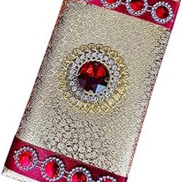 Premium Velvet Shagun Envelope for Wedding, Cash Gift Envelope with Stone Work – Golden & Red | Royal Handmade Money Holder for Special-image-7