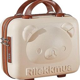 EUPLI Women Small Hard Shell Cosmetic Bag 14 Inch /16 Inch Cute Bear Beauty Makeup Bag Organizer Cartoon Travel Suitcase Luggage Storage Bag, Beige, Small (14 Inch)-image-0