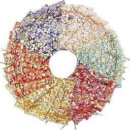 Beingelegant-Pack Of 100 Women's Organza Net Potli Bags For Pooja, Return Gifts For Wedding, Sangeet, Shagun- Multi Coloured (Multi, 15X12)-image-14