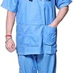 Hangerage Cotton Scrub Suit Set Sky Blue, for Men and Women (M)-image-98