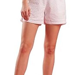 globus Women Cotton Schiffli Mid Rise Partially Elasticated Mini Short-picture-2