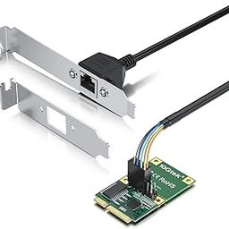 H!Fiber Mini PCIe 2.5G Ethernet Network Card, Realtek RTL8125 Controller, 10/100/1000/2500 Mbps Single RJ45 Port, 2.5 Gigabit NIC with 0.3m(0.98ft) Cable, Mini Pice Interface, not for M.2-18