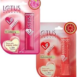 Lotus Herbals Lip Lush, Watermelon Splash 3.5g, Strawberry Crush 3.5g, Set of 2-1