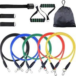 YETI YOGI Resistance Exercise Band with Handles, Double Grip, Red Tube, Foam Comfort Grips, Home Workout Equipment (Multi)-image-44