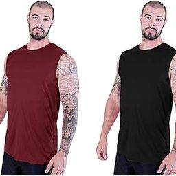 Men's Cotton Cut Sleeve T-Shirt - Combo Pack of 2 (Bio Wash, Sleeveless, Summer Wear, Gym, Yoga, Running, Multicolors)-image-87