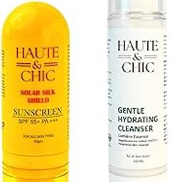 Haute & Chic Combo Of Everyday Uv Clear Sunscreen Spf 55+50gm| Gentle Hydrating Cleanser For Face100 Ml|lightweight & Refreshing| Multi-protection Formula For All Skin Types-30