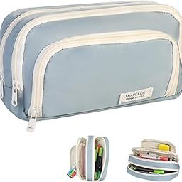 Vizaro Premium Pencil Case 6 Layer with 3 Compartment Cute Aesthetic Pencil Case for Girls Large Capacity Pencil Pouch Multifunctional Pouch for School Kids (Blue)-image-83