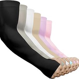 ZIBELL UV Protection Sunblock Arm Sleeves 6 Pairs with Thumb Hole: Moisture-Wicking, 4-Way Stretch, Breathable Fibre, Temperature Control Arm Covers for Men & Women-image-54