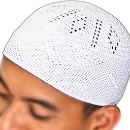 Islamic Prayer Kufi | Muslim Cap for Men and Boys | Comfortable Namaz Topi for Prayer | Combo White-13