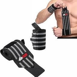 FitBox Sports Premium Wrist Supporter l Wrist Band with Extra Grip & Cotton Thumb Support (Black/Grey)-25