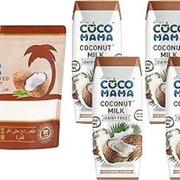 Coco Mama Coconut Milk Pouch, 4 x 250 ml & Coco Mama Desiccated Coconut Powder 500 gm - Pouch-image-1