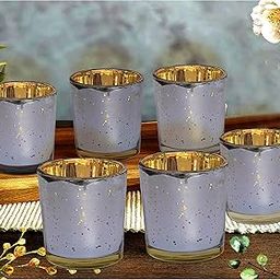 Pure Source India Glass Mercury Votive Candle Holder Pack of 6 Pcs (Silver)-12
