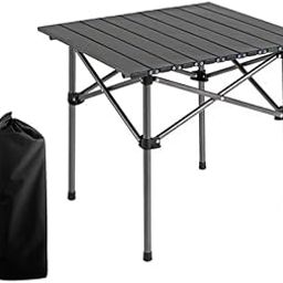 Garden Art Folding Portable Metal Camping Table GAFTBL1491-9 | Portable Folding Table for Camping, Hiking, Fishing, Picnic | Light Weight Easy to Fold and Carry (Black,Table)-image-88