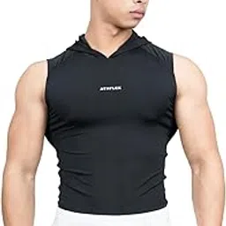 athflex Mens Sleeveless Assassin Compression Fit Hoodie Tank – Stretchable Nylon-Spandex | Muscle-Defining Activewear for Training, Bodybuilding-picture-8