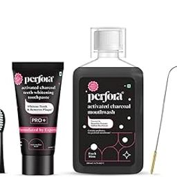 Perfora Charcoal Oral Care Combo - Pack of 4 | Electric Toothbrush, Tongue Cleaner, Activated Charcoal Mouthwash & Toothpaste | Super Soft Bristles | SLS Free Tooth paste For Adults | Alcohol Free-picture-11