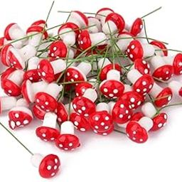 MagiDeal 100pcs Miniature Dollhouse Fairy Garden Landscape Foam Mushroom - Multicolor - red-image-24