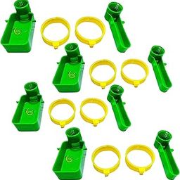 Bird Cage Drinker and Feeder (Pack of 4) for Any Bottle Fit Green/Yellow Random Color, 8 Bottle Holder Free-image-22