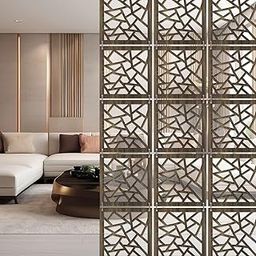 RANDOM Wooden Hanging Room Divider Panel Set | 12 Pcs Partition for Living Room | Decorative Partition Wall Divider, Modern Hanging Dividers, Space Separator for Home and Office Décor (RSD-8130)-image-94