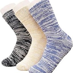3 Pair Solid Soft & Woolen Cozy Knitted Winter Thick Warm Stretchy Elastic Calf Length Socks (Without Thumb) For Boys Gents Man Male (Men Checkdesign), Multicolor-image-69