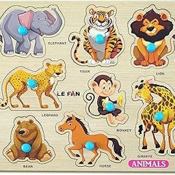 BitFeex® Jungle Animal Wooden Puzzle Wooden Toys for Kids 3 + Jigsaw Puzzles for Adults Baby Learning Toys Educational Toys for 2 Board Game-6