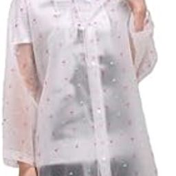 Transparent White EVA Rain Ponchos for Women Girl Reusable, EVA Raincoats with Hood for Women Rain Ponchos for Camping, Hiking, Music Festival, Scooty Travel Outdoor Activities-Thickness-picture-37