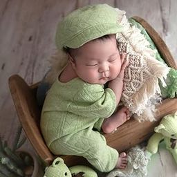 Vomdrok Newborn Photography Props Baby Boy Photo Shoot Outfits Infant Gentleman Romper Suits with Hat Photoshoot Costume Set-image-11