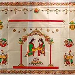Cotton Antarpat Wedding Mandap Designed, Antarpat the Cloth Held in Front of the Groom, Holy Shawl (1 pcs / 177.8 x 101.6 x 2.5 Cm.)-52