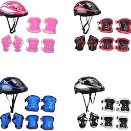 MERISHOPP 7Pcs/Set Kids Bike Helmet Portable for Outdoor Sports Skateboard Bike Riding Pink| Bicycle Helmet | Skating Helmet | Kids Bike Helmet-image-2