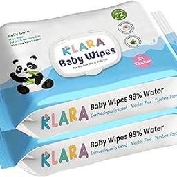 Klara 99% Pure Water Baby Wipes | With Aloe Vera | Rash-Free & Paraben-Free | Pack of 2 (144 Wipes)-image-15