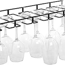 INDIAN DECOR 410001 Modern Black Metal Wire Under Cabinet Stemware Wine Glasses Hanger Organizer Storage Holder Rack-image-18